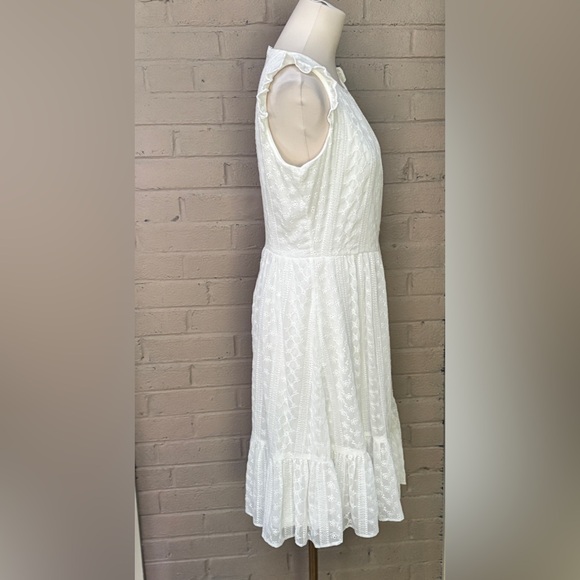 Calvin Klein white eyelet lace midi dress 8 - Picture 5 of 12